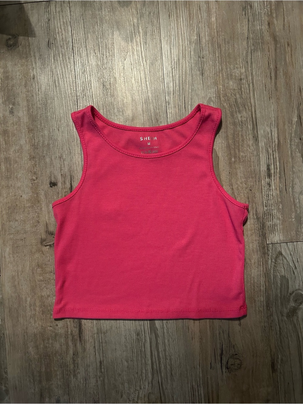 SHEIN Hot Pink Ribbed Cropped Tank